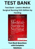 TEST BANK for Lewis's Medical-Surgical Nursing 11th Edition Assessment and Management of Clinical Problems by Mariann Harding; Jeffrey Kwong; Dottie Roberts; Debra Hagler and Courtney Reinisch (Complete 68 Chapters)