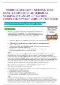 MEDICAL-SURGICAL NURSING TEST BANK- LEWIS MEDICAL SURGICAL NURSING IN CANADA 4TH EDITION COMPLETE NEWEST VERSION TEST BANK