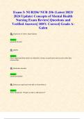 Exam 3: NUR256/ NUR 256 (Latest 2023/ 2024 Updates STUDY BUNDLE) Concepts of Mental Health Nursing Exam Reviews| Questions and Verified Answers| 100% Correct| Grade A- Galen 
