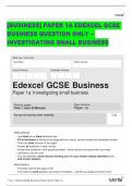 Edexcel GCSE Business Paper 1a: Investigating small business