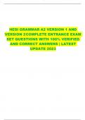 HESI GRAMMAR A2 VERSION 1 AND VERSION 2COMPLETE ENTRANCE EXAM  SET QUESTIONS WITH 100% VERIFIED  AND CORRECT ANSWERS | LATEST UPDATE 2023