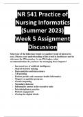 NR 541 Practice of Nursing Informatics (Summer 2023) Week 5 Assignment  Discussion