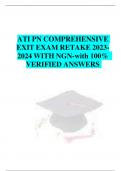 ATI PN COMPREHENSIVE EXIT EXAM RETAKE  WITH NGN-with 100% VERIFIED ANSWERS 