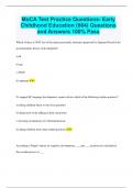 MoCA Test Practice Questions- Early Childhood Education (064) Questions and Answers 100% Pass