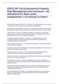 CPCU 551 Full (Commercial Property Risk Management and Insurance - All definitions for flash cards, assignments 1-13) Solved To Pass!!