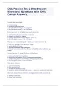 CNA Practice Test 2 (Headmaster-Minnesota) Questions With 100% Correct Answers.