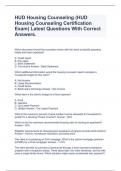 HUD Housing Counseling (HUD Housing Counseling Certification Exam) Latest Questions With Correct Answers.