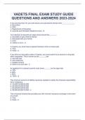  VADETS FINAL EXAM STUDY GUIDE QUESTIONS AND ANSWERS 2023-2024