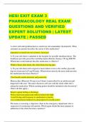 HESI EXIT EXAM 3  PHARMACOLOGY REAL EXAM  QUESTIONS AND VERIFIED  EXPERT SOLUTIONS | LATEST  UPDATE | PASSED