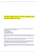 NC BLET 2020: Driver Training questions and answers latest top score.