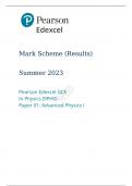 Pearson Edexcel GCE In Physics Paper 01 (9PH0) Summer 2023  Final mark scheme: Advanced Physics I 