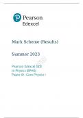 Pearson Edexcel GCE In Physics Paper 01(8PH0) summer 2023 final mark scheme : Core Physics I 
