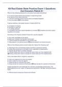 VA Real Estate State Practice Exam 1 Questions And Answers Rated A+