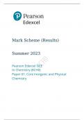 Pearson Edexcel GCE In Chemistry Paper 01(8CH0) Summer 2023 final mark scheme: Core Inorganic and Physical Chemistry