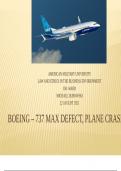 BUSN 311 Week 7 Assignment Boeing 737  Max defect Plane Crashes