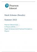 Pearson Edexcel A Level Physics paper 3 Summer 2023 final mark scheme- General and Practical Principles in Physics