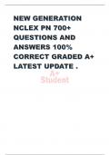 NEW GENERATION NCLEX PN 700+ QUESTIONS AND ANSWERS 100% CORRECT GRADED A+ LATEST UPDATE 