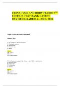 URINALYSIS AND BODY FLUIDS 7TH EDITION TEST BANK LATEST REVISED GRADED A+ 2023 / 2024 Chapter 1: Safety and Quality Management Multiple Choice 1. An example of a chemical hazard is: A. Carcinogen exposure B. Strained back C. Viral infection D. Shock ANS: 