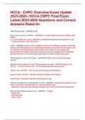 HCCA - CHPC Overview Exam Update 2023-2024 | HCCA CHPC Final Exam  Latest 2023-2024 Questions and Correct Answers Rated A+