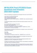 HR BLOCK Final (ITC2023) Exam  Questions And Answers 2023/2024 Update