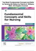 Test Bank Fundamentals Concepts and Skills for Nursing 6th Edition by Patricia A. Williams, 2022 | All Chapters Covered