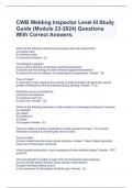 CWB Welding Inspector Level III Study Guide (Module 23-2024) Questions With Correct Answers.