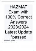 HAZMAT Exam with 100% Correct Answers 2023/2024 Latest Update *passed