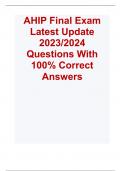 AHIP Final Exam Latest Update 2023/2024 Questions With 100% Correct Answers