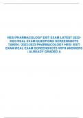 HESI PHARMACOLOGY EXIT EXAM LATEST 2023- 2024 REAL EXAM QUESTIONS SCREENSHOTS  TAKEN / 2023-2024 PHARMACOLOGY HESI EXIT  EXAM REAL EXAM SCREENSHOTS WITH ANSWERS | ALREADY GRADED A