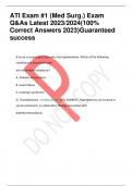 ATI Exam #1 (Med Surg.) Exam  Q&As Latest 2023/2024(100%  Correct Answers 2023)Guaranteed  success