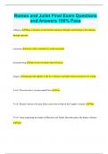 Romeo and Juliet Final Exam Questions and Answers 100% Pass