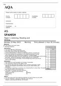 AQA AS SPANISH Paper 1 JUNE 2023 QUESTION PAPER: Listening, Reading and Writing