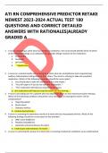 ATI RN COMPREHENSIVE PREDICTOR RETAKE NEWEST 2023-2024 ACTUAL TEST 180  QUESTIONS AND CORRECT DETAILED  ANSWERS WITH RATIONALES|ALREADY  GRADED A