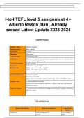 I-to-I TEFL level 5 assignment 4 -Alberto lesson plan , Already passed Latest Update 2023-2024