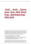 Excel Crash Course Exam from Wall Street Prep - Wall Street Prep. 2022-2023