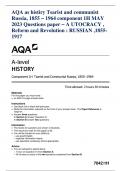 AQA as histiry Tsarist and communist Russia, 1855 – 1964 component 1H MAY 2023 Questions paper – A UTOCRACY , Reform and Revolution : RUSSIAN ,1855- 1917