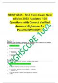 NRNP 6665 – Mid Term Exam New edition 2023  Updated 100 Questions with Correct Verified Answers Highscore A+ Pass!!!NEW!!NEW!!!