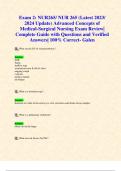 Exam 2: NUR265/ NUR 265 (Latest 2023/ 2024 Updates STUDY BUNDLE) Advanced Concepts of Medical-Surgical Nursing Exam Review| Grade A| Questions and Verified Answers| 100% Correct| - Galen