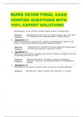 NURS 6630N FINAL EXAM VERIFIED QUESTIONS WITH 100% EXPERT SOLUTIONS