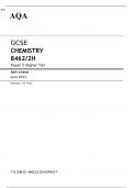 aqa GCSE CHEMISTRY 8462/2H Paper 2 Higher Tier JUNE 2023 MARK SCHEMET