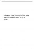 Test Bank For Business Essentials, 12th Edition. Ronald J. Ebert. Ricky W. Griffin 