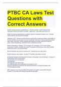 PTBC CA Laws Test Questions with Correct Answers 