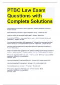 PTBC Law Exam Questions with Complete Solutions 