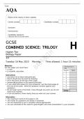 AQA GCSE COMBINED SCIENCE TRILOGY Higher Tier Biology Paper 1H June 2023 Question paper