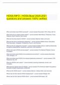  HOSA INFO - HOSA Bowl 2020-2021 questions and answers 100% verified.  