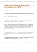 Essential Practices for Supporting Diverse Learners -Wgu  D169|93 Questions with 100% Correct Answers | Updated 2023 | Guaranteed A+