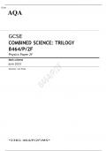 AQA GCSE COMBINED SCIENCE TRILOGY Physics Paper 2F Mark scheme June 2023