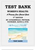 Test Bank for Women's Health: A Primary Care Clinical Guide 5th Edition By: Schadewald, Pritham, Youngkin, Davis and Juve ISBN 9780135659663 Chapter 1-26 | Complete Guide A+