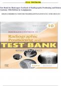 Test Bank for Bontragers Textbook of Radiographic Positioning and Related Anatomy 10th Edition by Lampignano