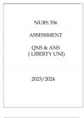 NURS 356 ASSESSMENT QNS & ANS ( LIBERTY UNI ) 2023